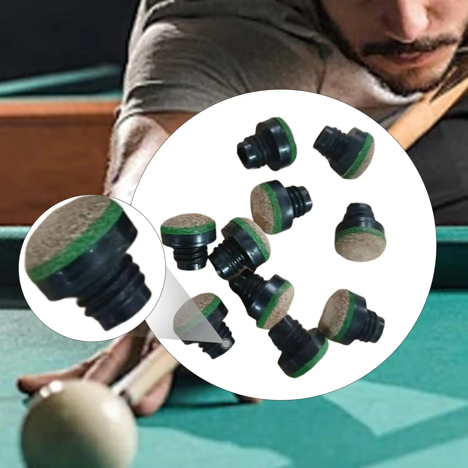 

10Pcs Pool Cue Tips 12mm Repairing Supplies Screw on Portable Replacement Pool Stick Tips Snooker Cue Tips for Billiards Players