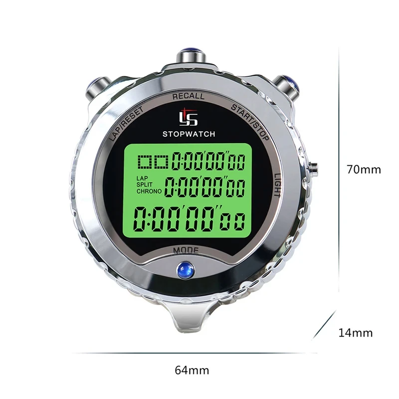 Metal Digital Stopwatch Profession Soccer Chronograph Timer 100 Tracks Memory Stopwatch Running Training Timer with Backlight