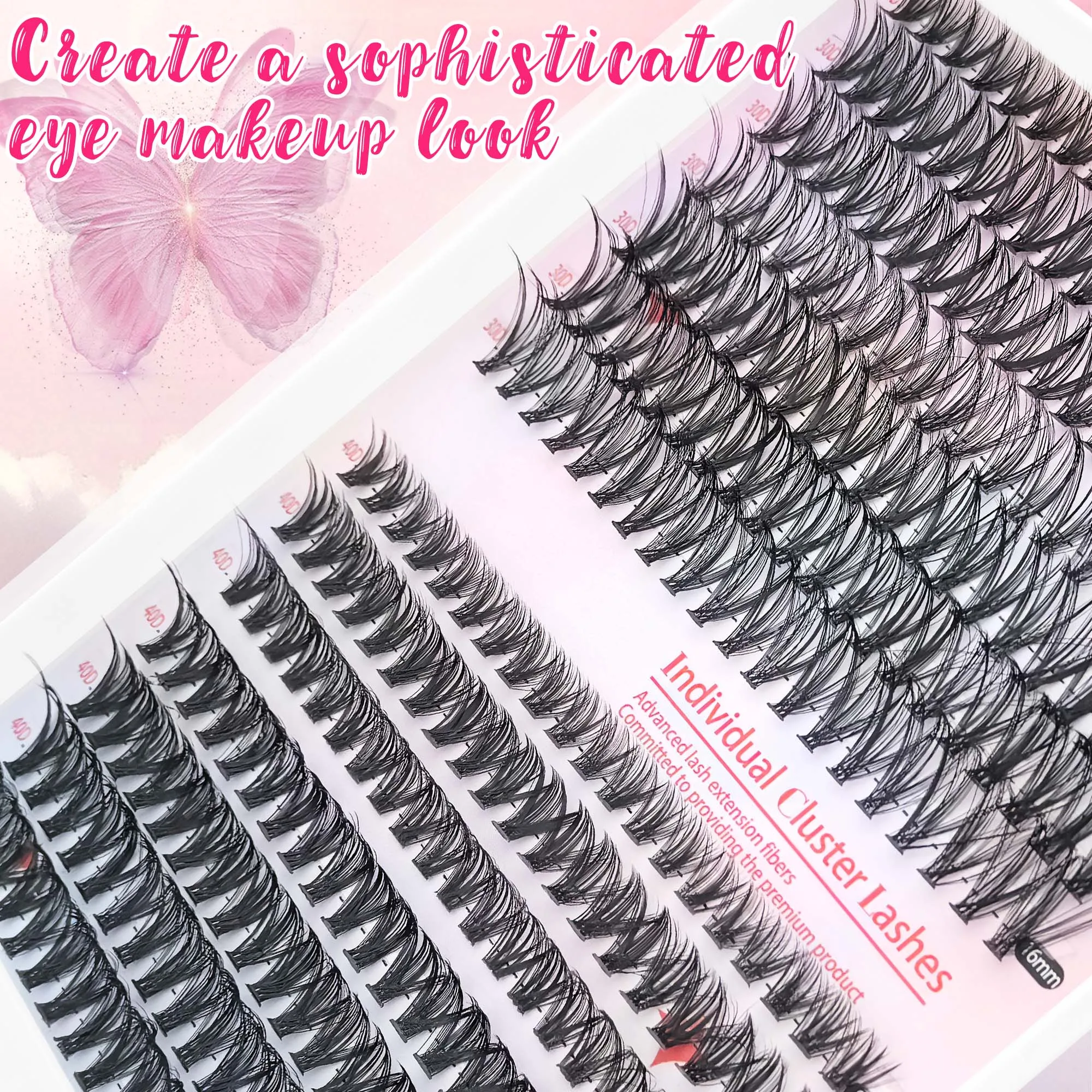 280PCS-D カールつけまつげストリップ、接着剤、ブラシ、ピンセット付き、音楽祭、クリスマス、そしてあらゆる楽しいお祝いにDIY