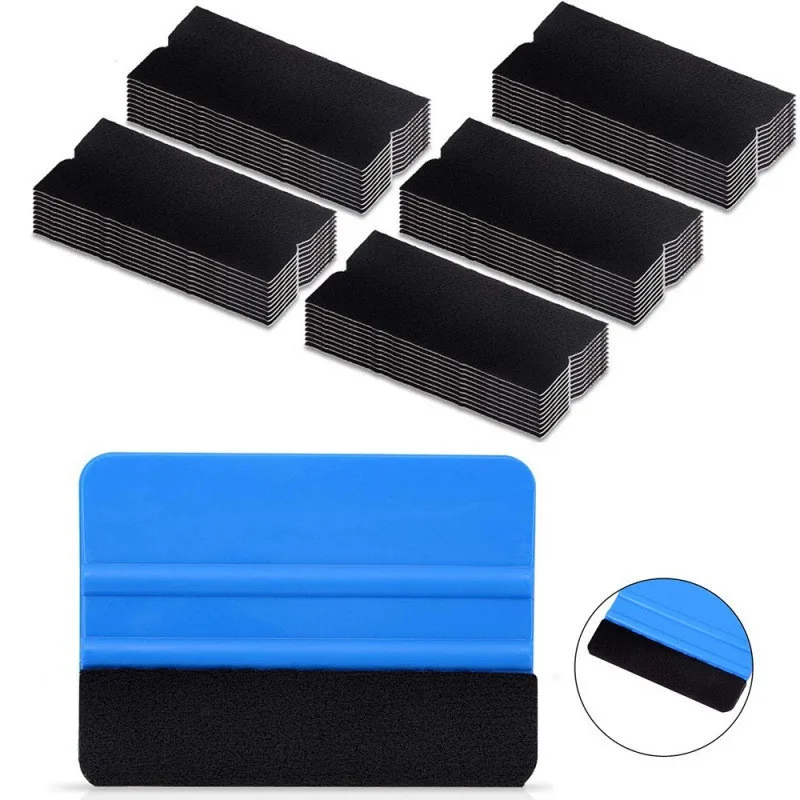 10pcs Black Cloth 10x3cm 10x5cm Fabric Replaceable Felt With Self Adhesive Glue For 3M Squeegee Car Vinyl Film Wrapping Scraper