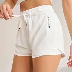 Pantalones cortos deportivos para mujer, shorts de yoga, fitness, cintura alta, sueltos, tres cuartos, elásticos, secado rápido, transpirables, antideslumbrantes