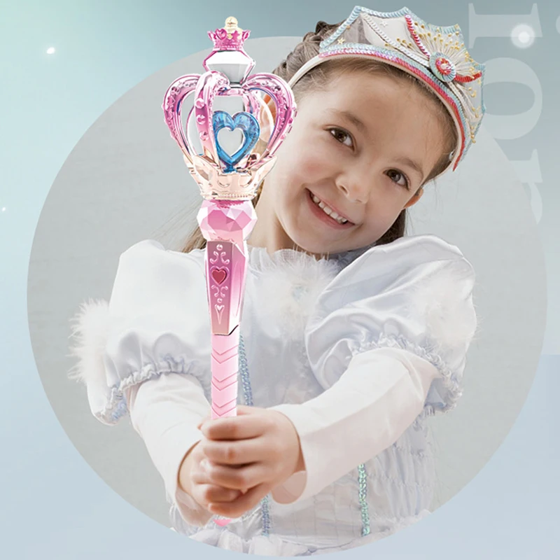 New Electric Glowing Music Spinning Magic Wand Girl's Puzzle Toys Children Princess Flash Fairy Wand Toys Holiday Birthday Gift