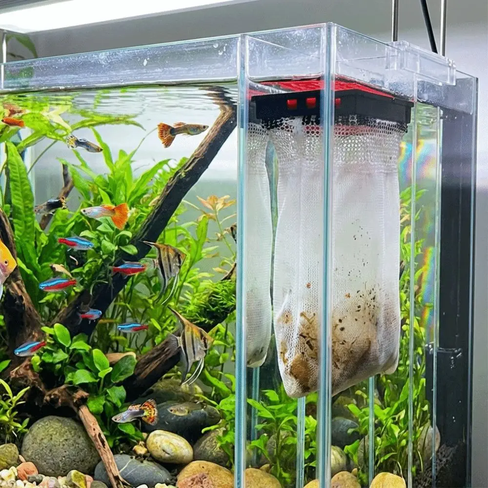 Efficient Filtration Aquarium Filter Bag Compact Wall Mounted Water Pump Box Hang on Filter Drip Circulation System view 4
