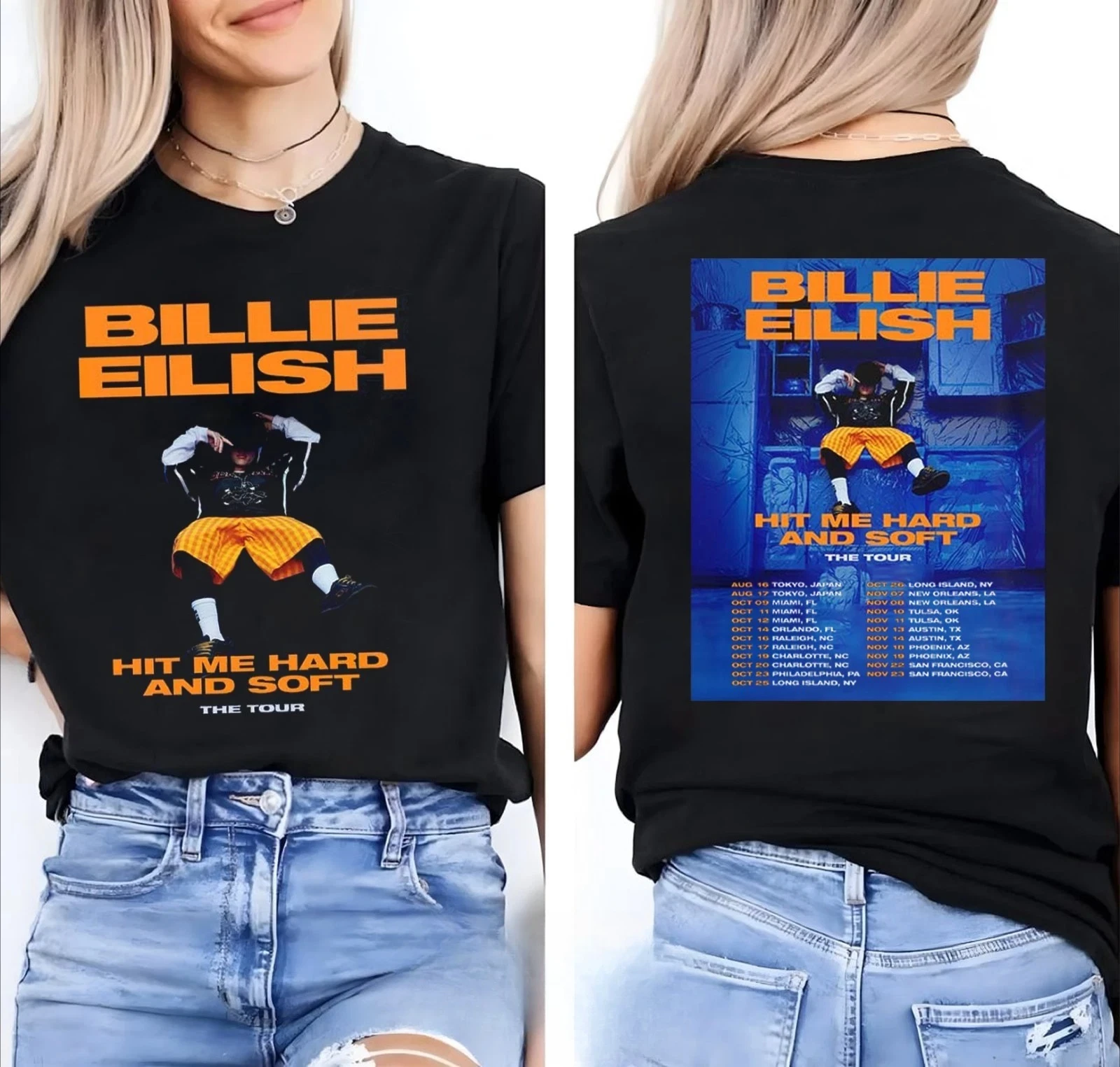 تي شيرت Billie Eilish Hit Me Hard and Soft The Tour - متعدد الألوان الفاخرة الراقية لكل من الرجال والنساء، قميص Y2k للصيف