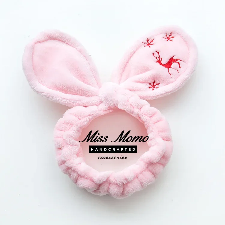 Soft Retro Christmas elk snowflake Hair Band Facial Mask Hair Band Cute Rabbit Ear Baby Bands Girl Women Hair Bands Wash Face