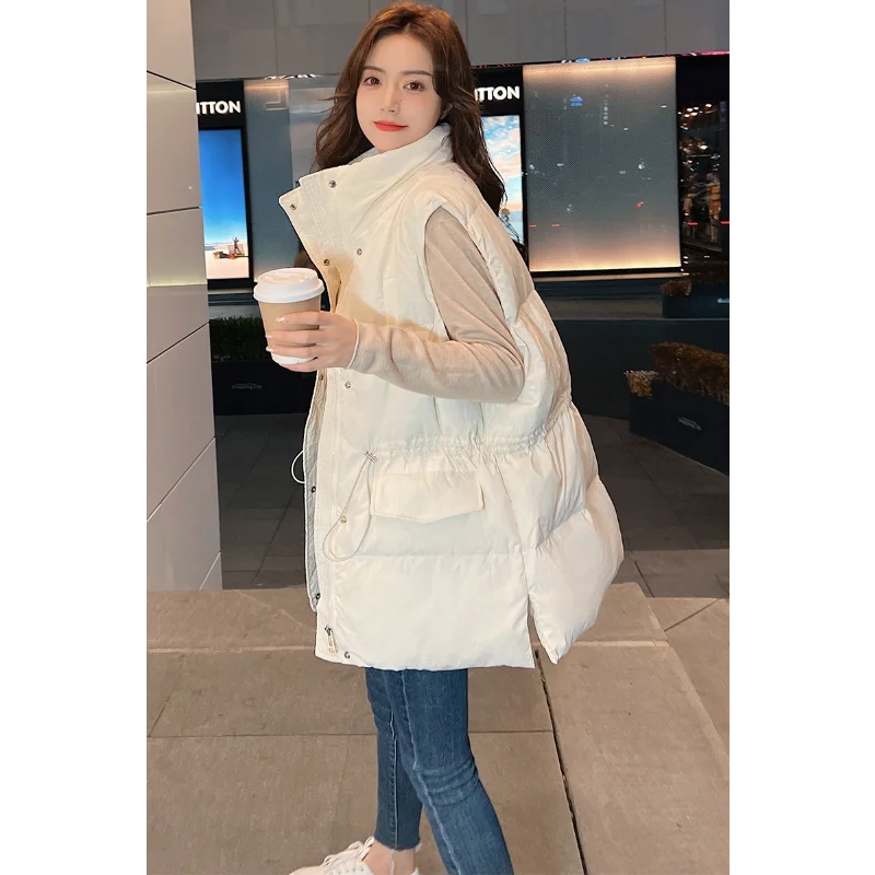 Sleeveless Down Jacket for Women, White Duck Down, Thick Vest, Loose, High-End, Big Yards, Spring and Fall