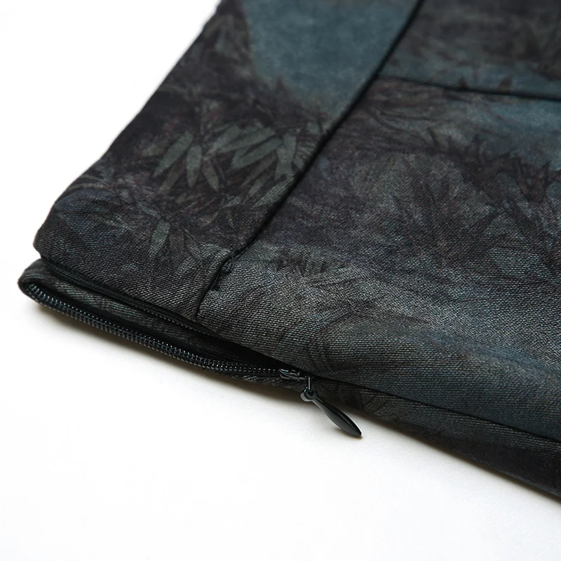 ZUZK Double Slit Qipao Skirt Women's Spring Autumn New Style Retro High Waisted Printed Bag Hip Skirt Mid-length One Step Skirt