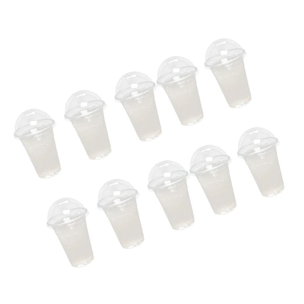

50 pcs Plastic Cups Clear Cold Drink Durable Disposable Juice Milk Tea Dome Lids Resistant Cracking Single Use