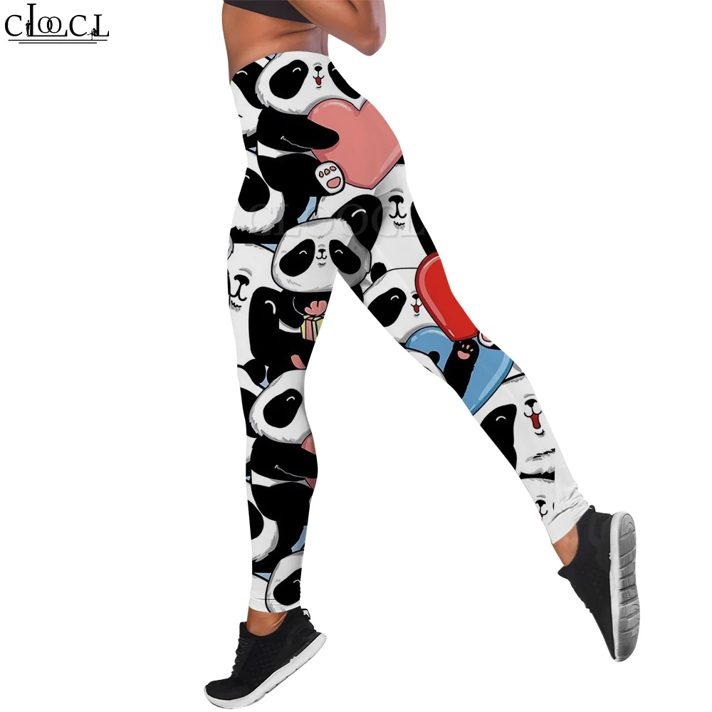 CLOOCL Animal Women Legging Panda Holding Heart Pattern 3D Printed Trousers High Waist Elasticity Pants Sweatpants dla kobiet