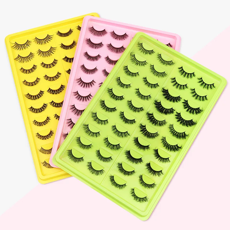 20 Pairs of False Eyelashes Factory Stable Supply Fried Hair DD Warping 20 Pairs of Color Tray Thick Curled Eyelashes New