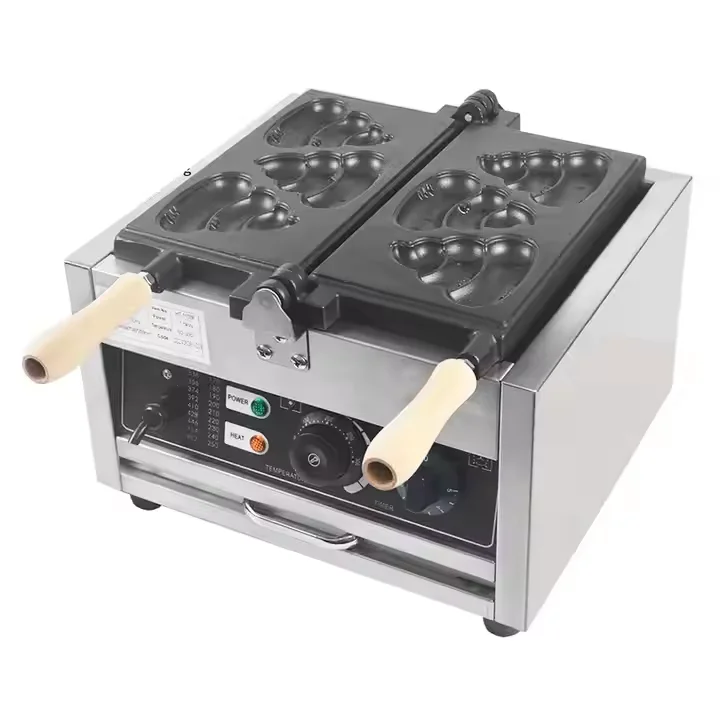 Parrilla de taburete comercial eléctrica de tres rejillas, máquina para hacer tortitas, parrilla de pargo, parrilla de taburete coreana para aperitivos, máquina para hacer gofres con tapa