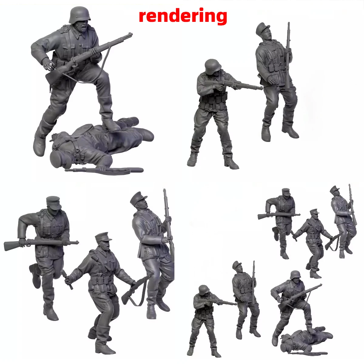 Maßstabsgetreuer Miniaturmodellbausatz: Kampf- und gefallene deutsche Soldaten und Offiziere Figuren Militär 7-teiliges Set 1939–1945 1/35 1/48 1/72 – Detail 4