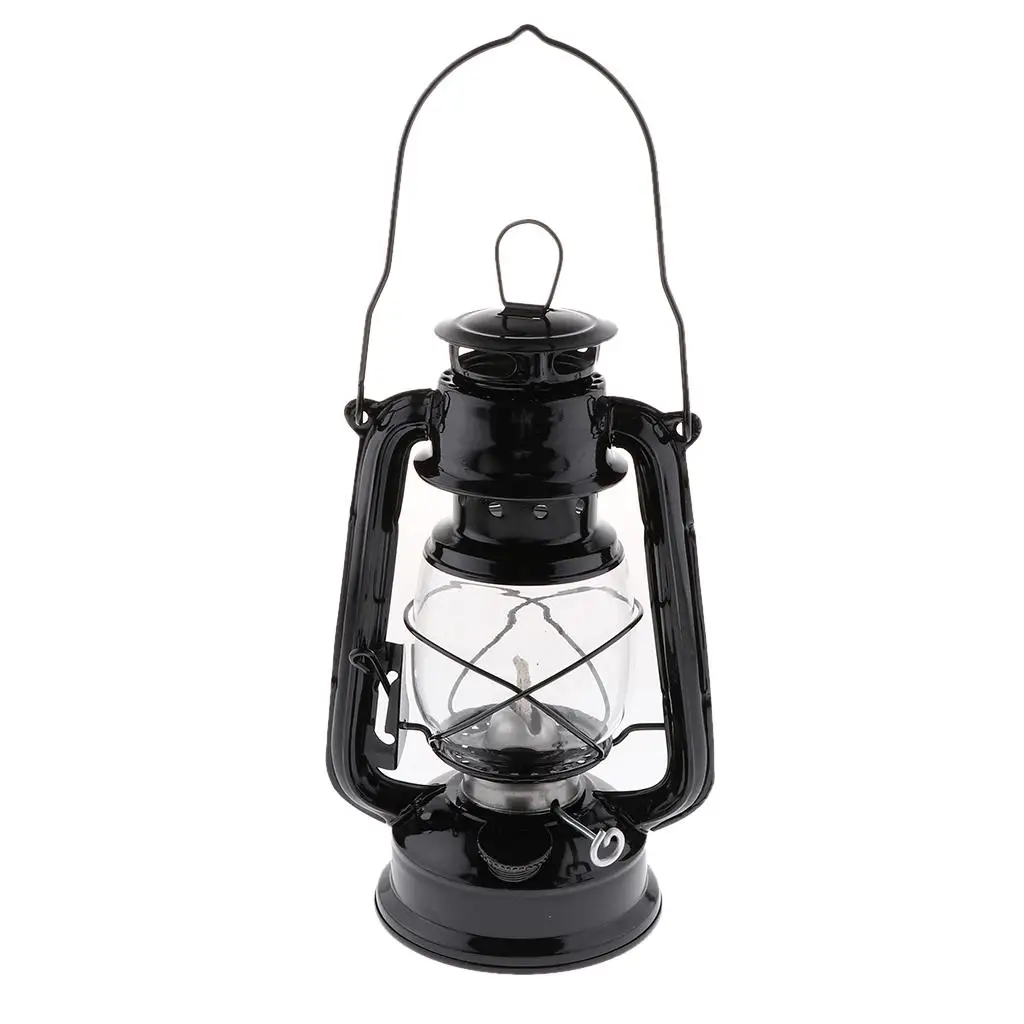 Camping Tent Lantern Vintage Iron Lamp with Heat Resistant Globe for Outdoor Adventure Emergency Use