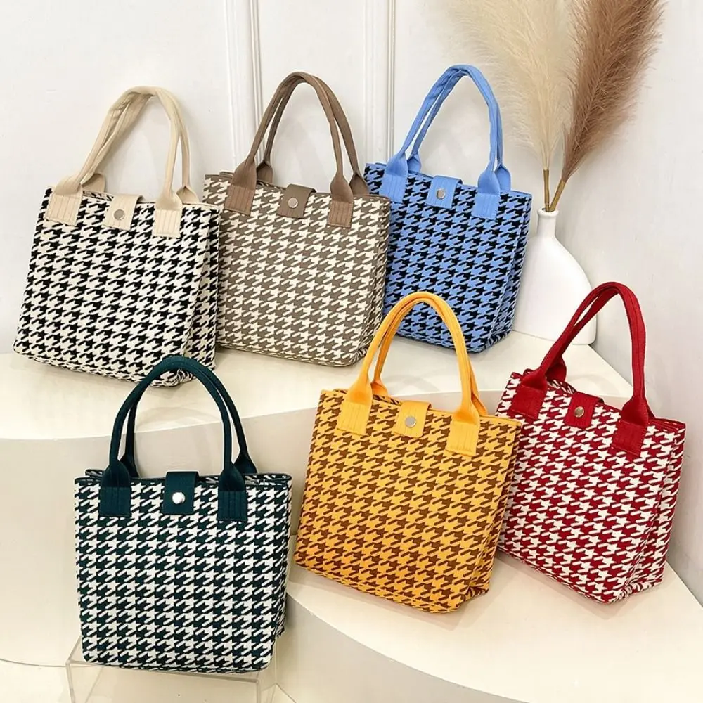 

Large Capacity Houndstooth Handbags Tote Bag Canvas Geometric Cloth Bag Handbag Shoulder Bags Shoulder Bag Grocery Handbags