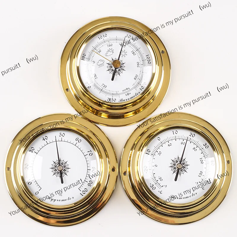 98 مللي متر النحاس قذيفة الزركونيوم مطلي البحرية بارومتر ميزان الحرارة الرطوبة على مدار الساعة ، محطة الطقس أربع قطع الحركة الميكانيكية