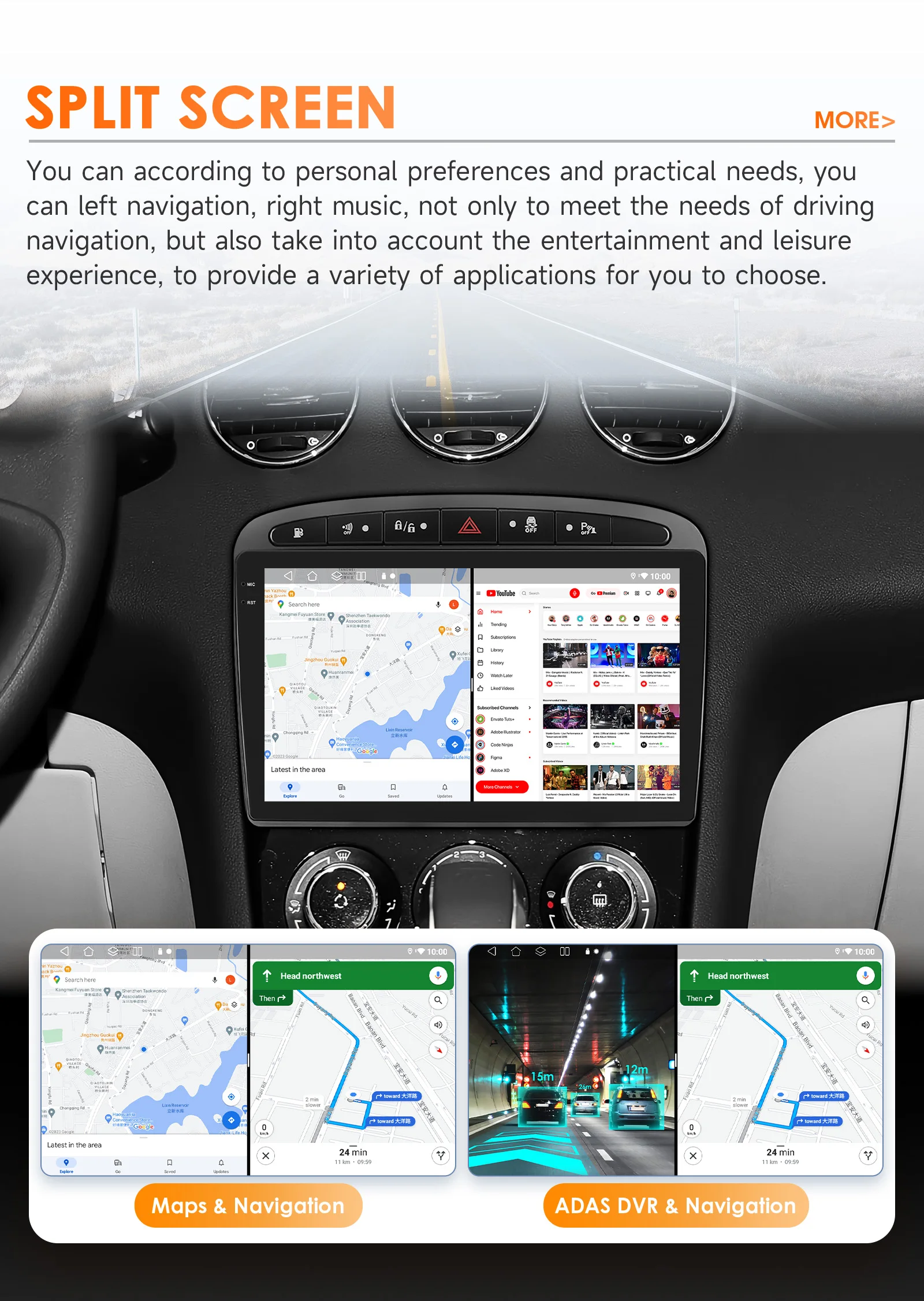 Hizpo 9inch 2Din Wireless CarPlay Android Auto Car Radio for 308 308S 408 2012 - 2020 Headunit DSP RDS BT 4G GPS Navi 360° CAM