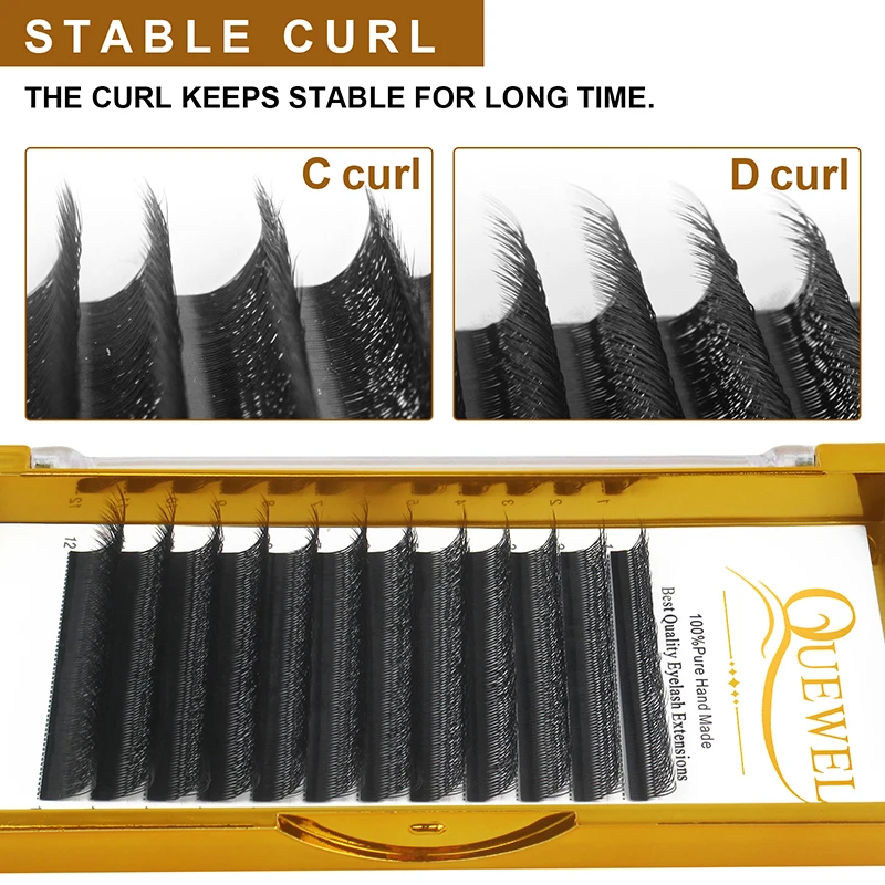 Quewel W Shape Eyelashes 3D/4D/5D/6D/8D Premade Fan Lash Extensions 0.07 C/D Curl Natural Soft High Quality Idividual Lashes