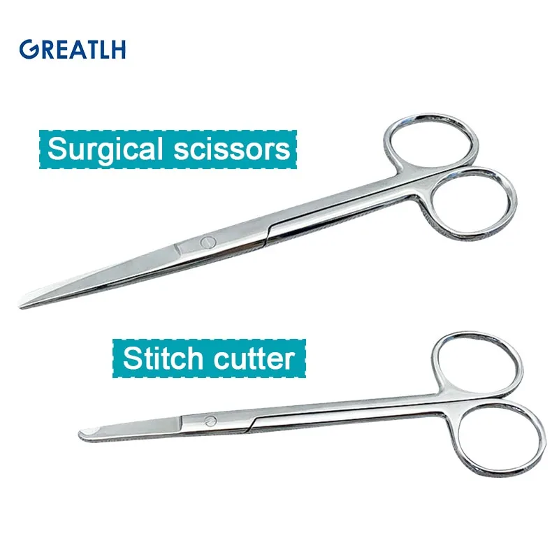 1pcs Remove Suture Scissors Medical Trimming Crescent Notch Scissors Straight Head Curved Head Scissors Stainless Steel