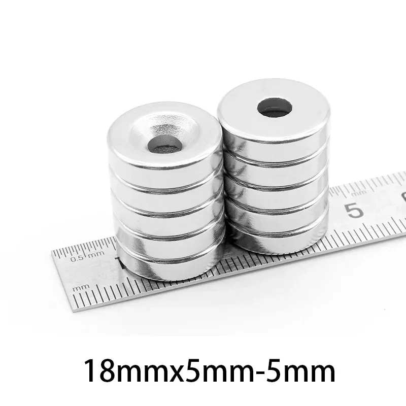 5/10/20/50PCS 18x5-5mm Disc Rare Earth Neodymium Magnets with Hole Countersunk Round Search Magnet Super Strong N35  자석고리 후크