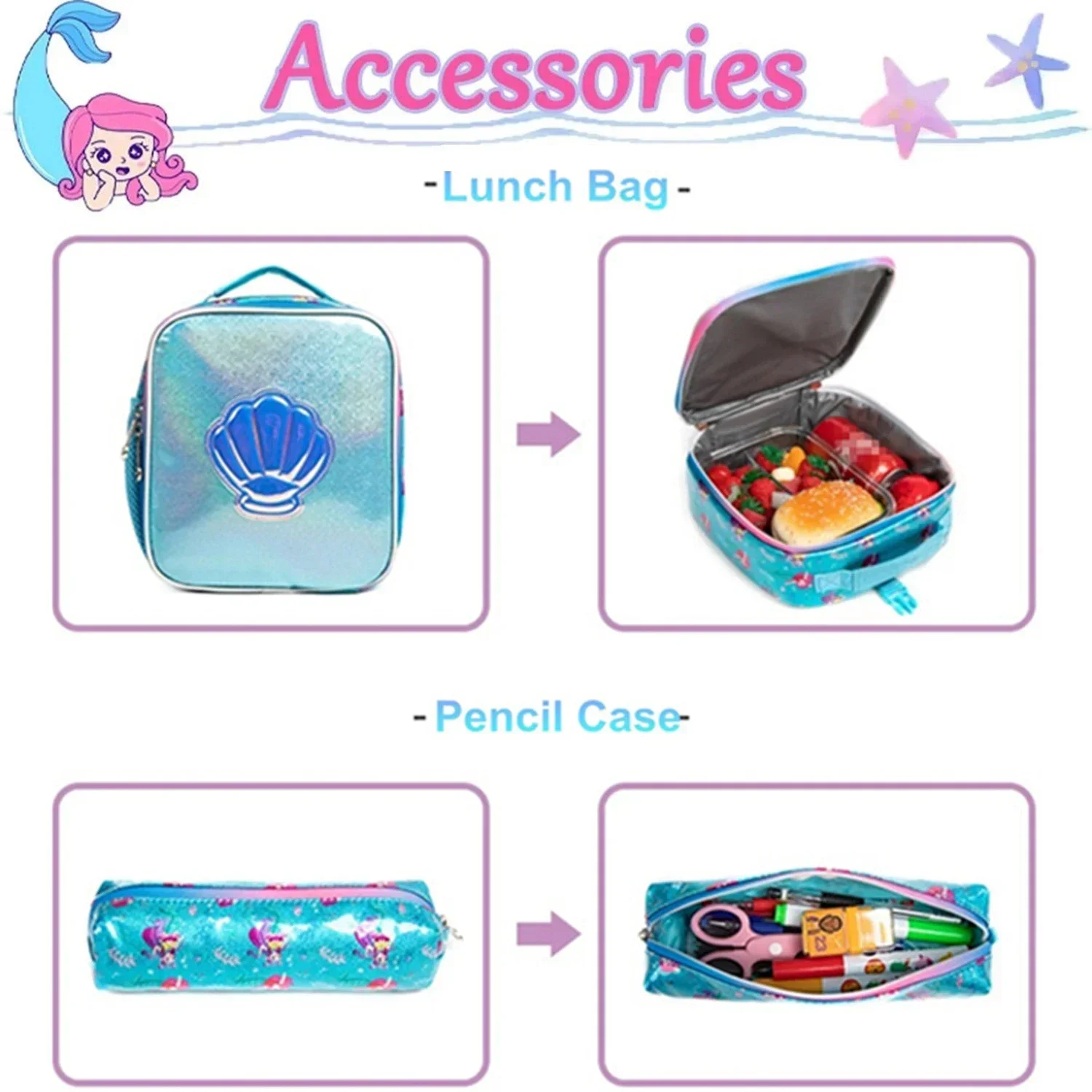 Dropshipping Children Backpack for Girls Cute Backpacks for School Primary Students School Bags with Lunch Bag Kids Book Bags