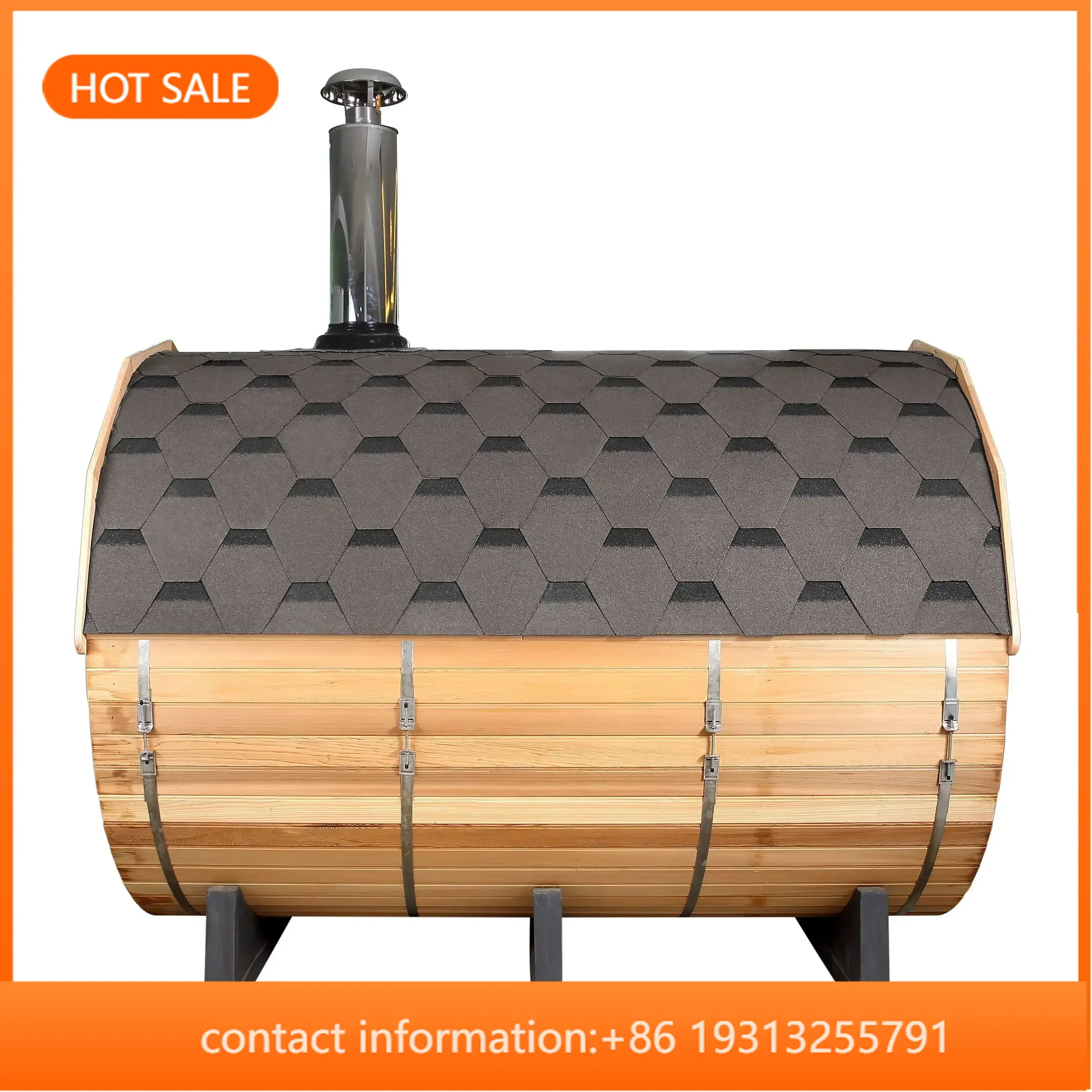 

【Best-selling】Outdoor Cedar Barrel Sauna Room Garden Traditional Dry Steam Bath Cabin