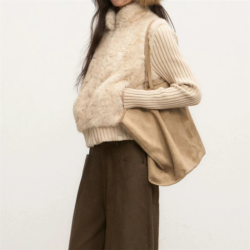 AutumnWinter FashionVersatile RetroCollar EcoFriendly FurSplicing Knitwear Open Cardigan High Quality Casual Outerwear for Women