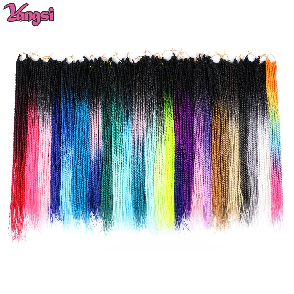 Full Star Synthetic Ombre Senegalese Twist Hair Crochet braids 24 inch 20 Roots/pack Braiding Hair for Women Grey Blue Pink Red