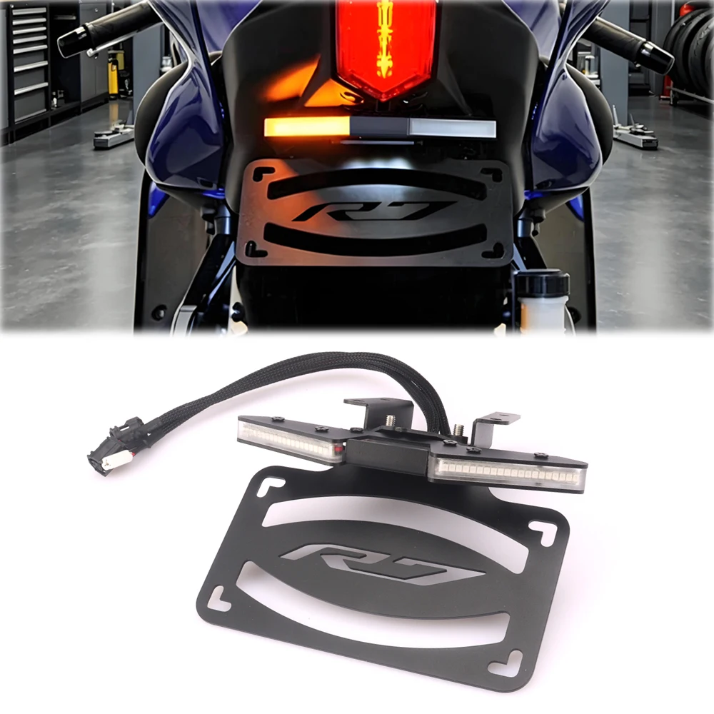 For Yamaha YZF R7 YZF-R7 YZFR7 2021-2026 License Plate Holder Motorcycle Tail Tidy Fender Eliminator Bracket LED Turn Signal