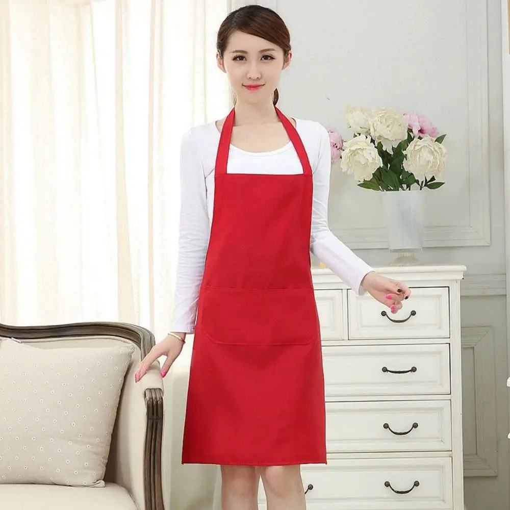 Colorful Cooking Aprons Home Unisex Chef Aprons Restaurant Cooking Baking Dress Oil-proof Pockets Apron Kitchen Accessories