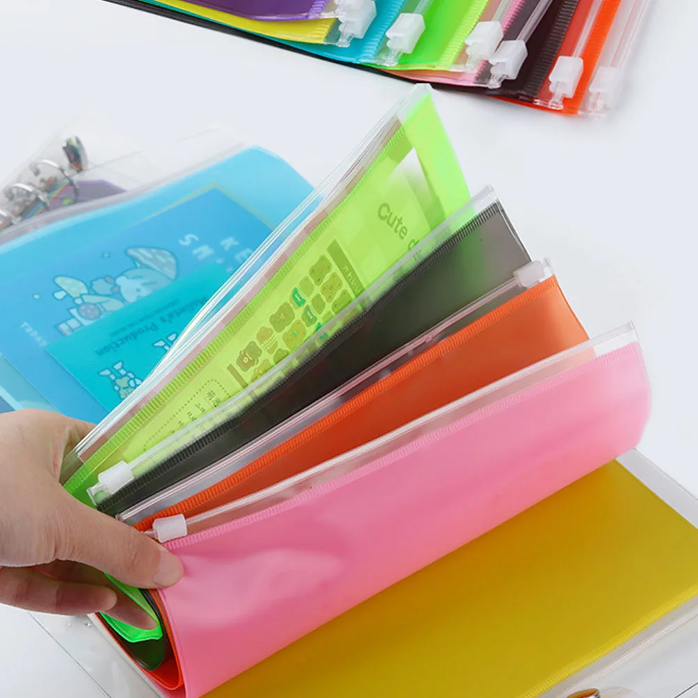 

12pcs A6 PVC Document Filing Pouch Blinder Pockets Loose Leaf Bags Storage ganizer For Office Home School Travel