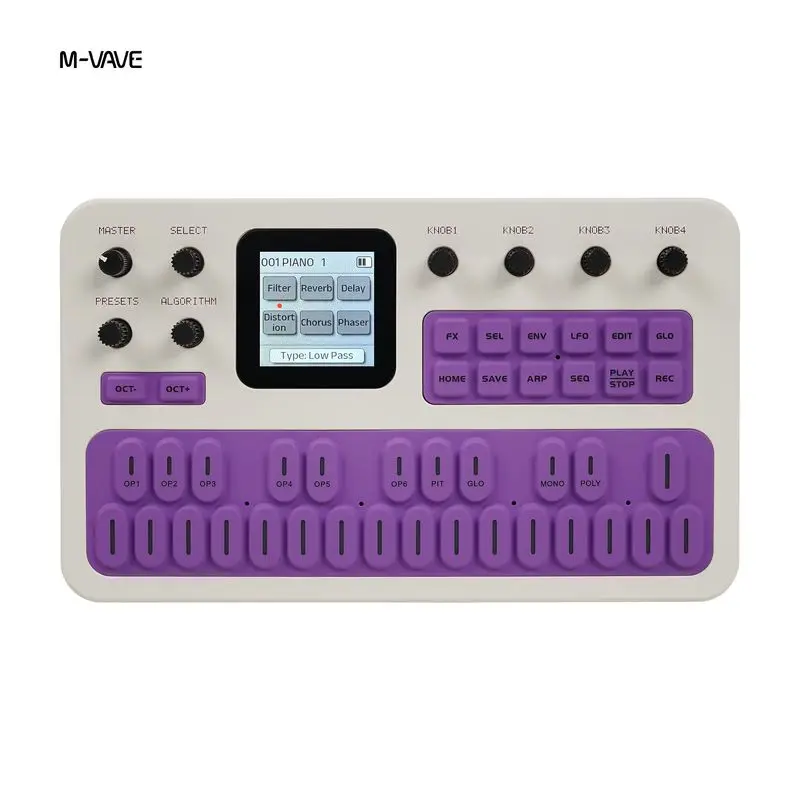 M Vave Fm1 Mini Portable Synthesizer Silicone Keyboard Built In Speaker Outdoor Music Arranger Pocket Music Production Device