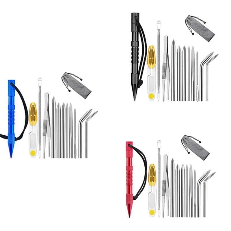 12 Pcs Paracord Set Paracord Tools With Stainless Steel Knotter Marlinspike, Paracord Stitching Lacing Needles