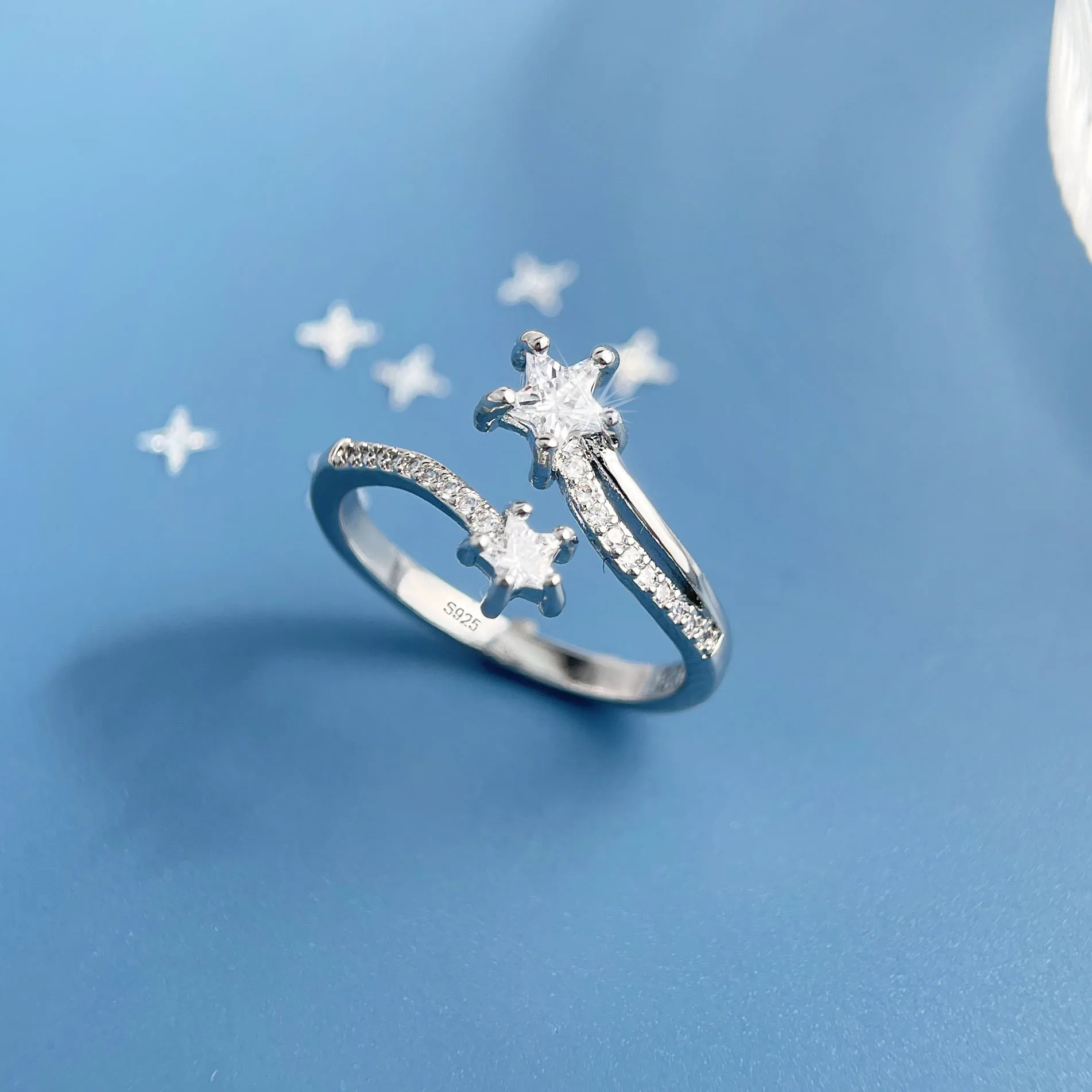 925 فضة خواتم للنساء هندسية غرامة مجوهرات إصبع قابل للتعديل التسلق بسيط الزركون الدائري للحزب هدية عيد ميلاد