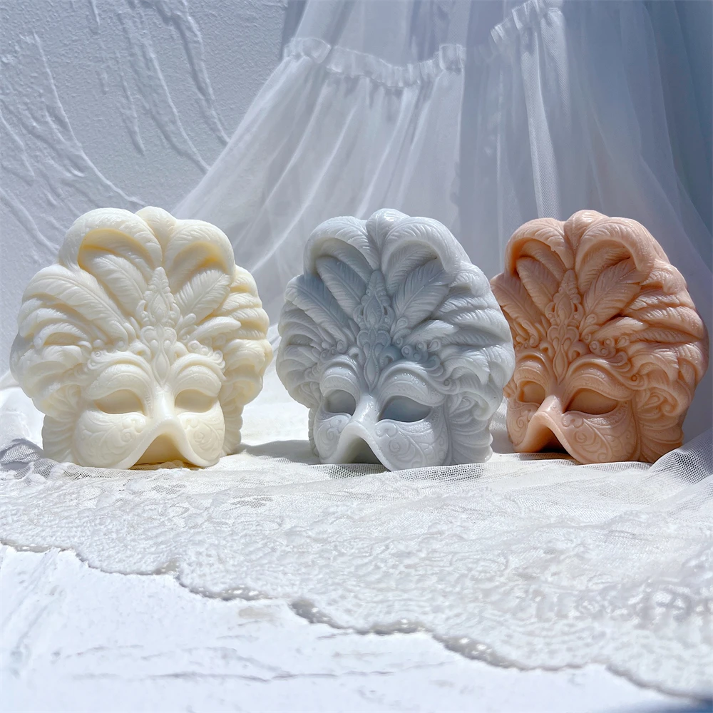 Mardi Gras Masks Candle Silicone Mold Feather Mask Silicone Molds Carnival Festival Soy Wax Tool Form For Masquerade Party