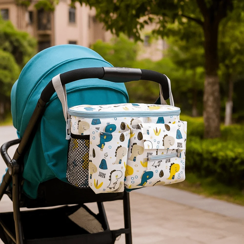 Oxford cloth Baby Stroller Bag Large Capacity Pram Buggy Cartoon Stroller Organizer Stroller Accessories Printed