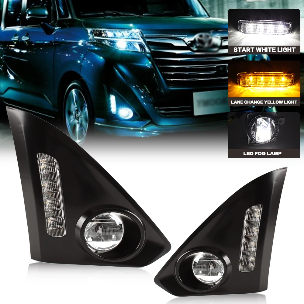 

LED DRL Daytime Running Lights, Fog Lights for TOYOTA ROOMY 2017 2018 2019 2020 2021 Turn Signal Lamp Replacement