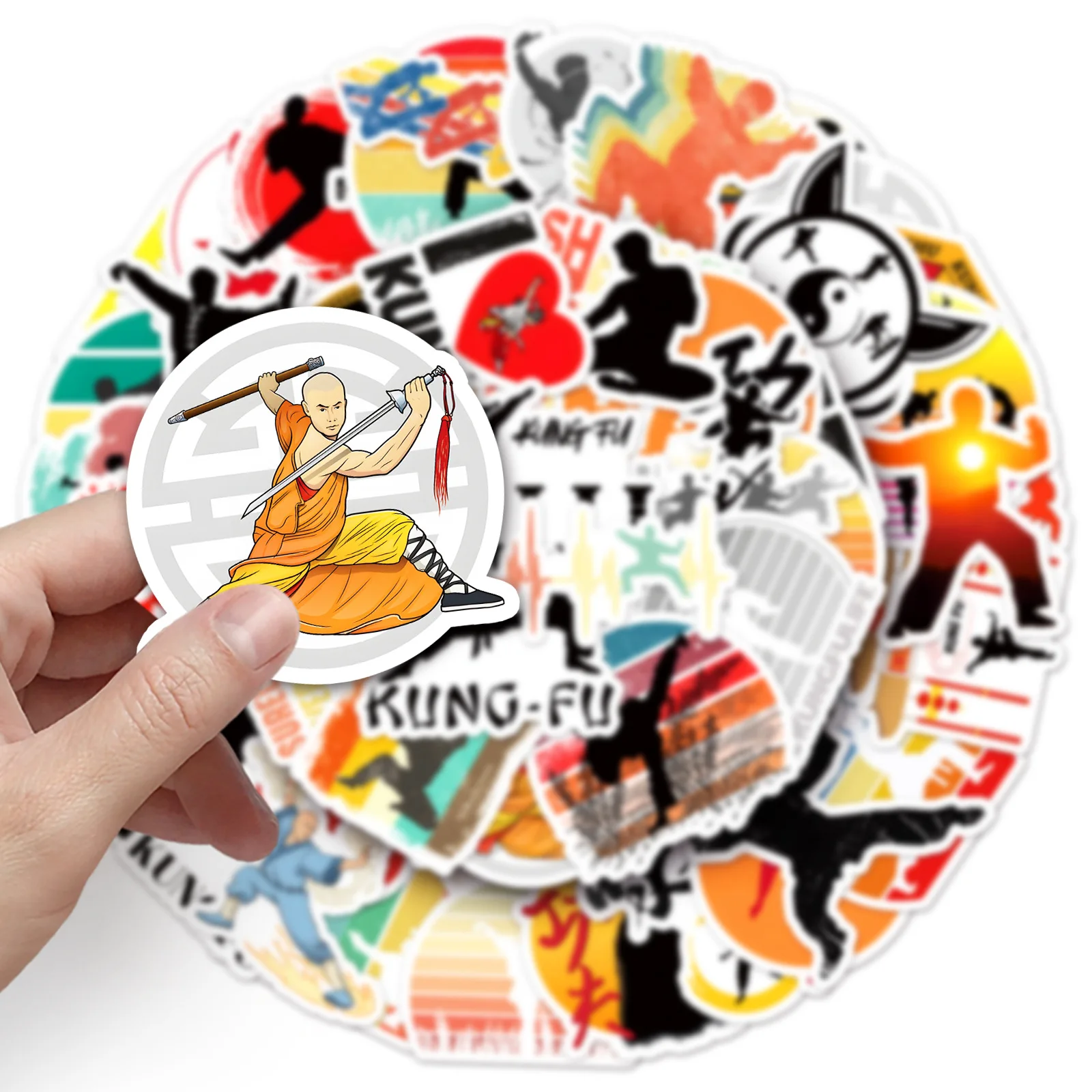 

10/30/50PCS Chinese Kung Fu Stickers Cool Cartoon Decals DIY Fridge Luggage Laptop Phone Guitar Bike Decoration Sticker Kids Toy