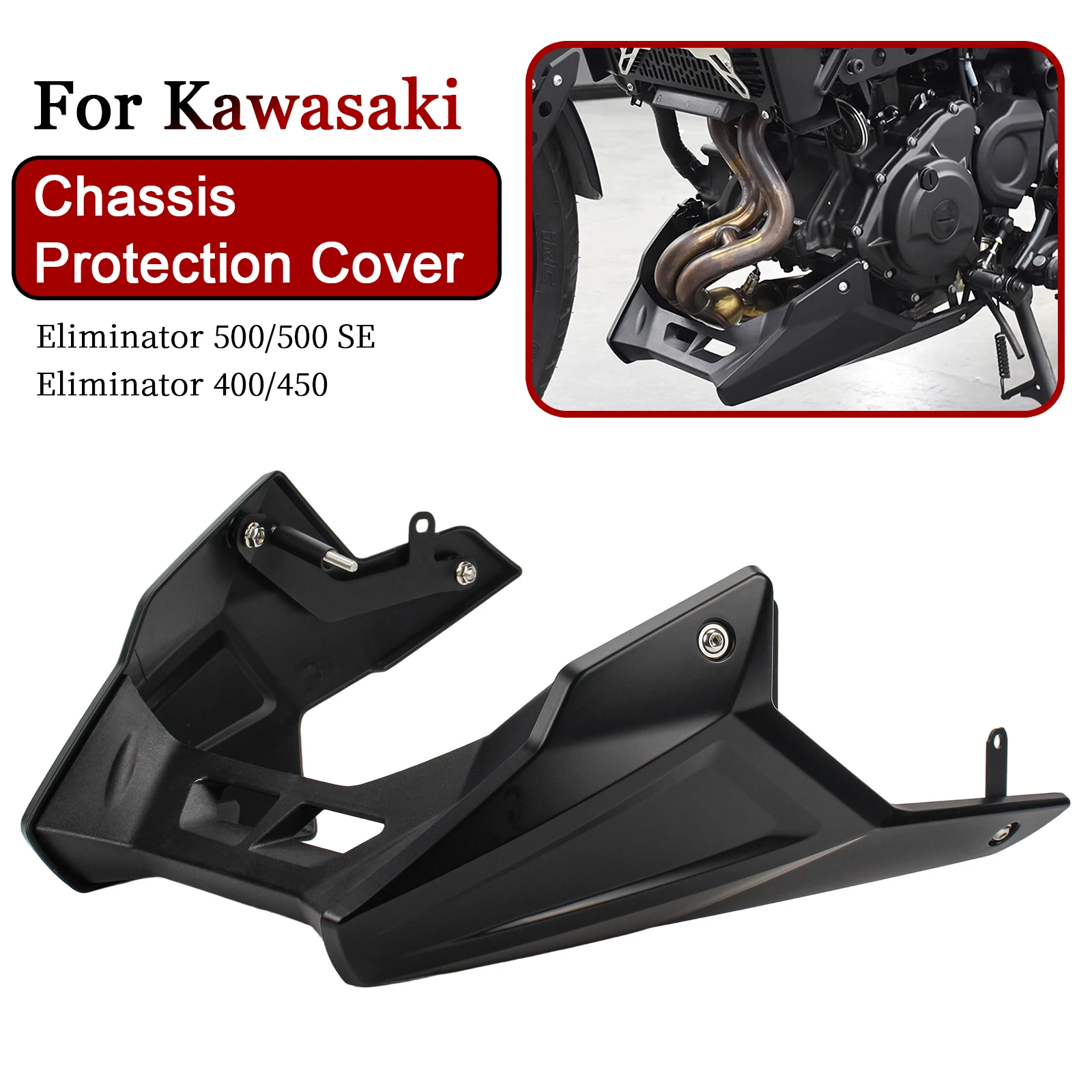 

1 Set Black Motorcycle Chassis Protection Cover for Kawasaki Eliminator 500 Se 450 400 Lower Fairing Exhaust Shield Guard