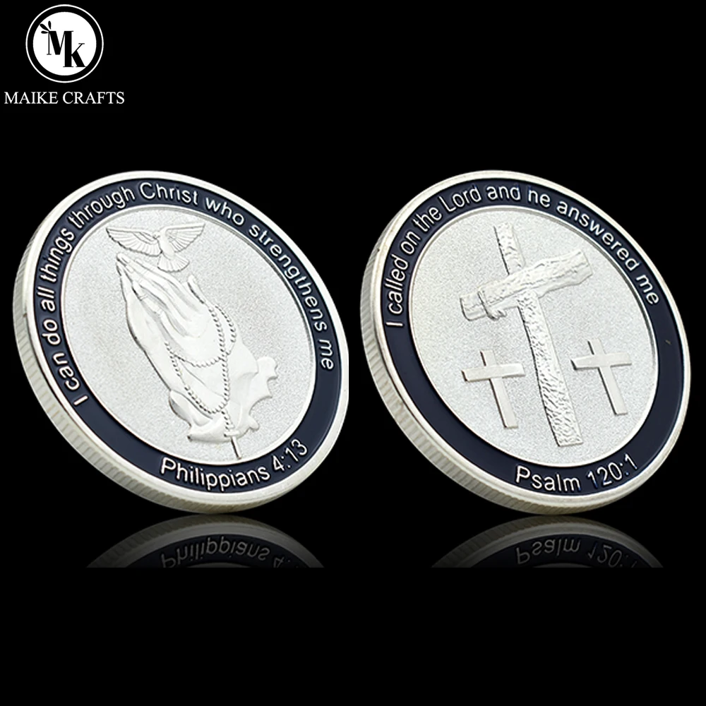 Jesus Commemorative Coin Philippians I Do All Things Through Christ Who Strengthens Me Psalm Cross Challenge Coin Collection