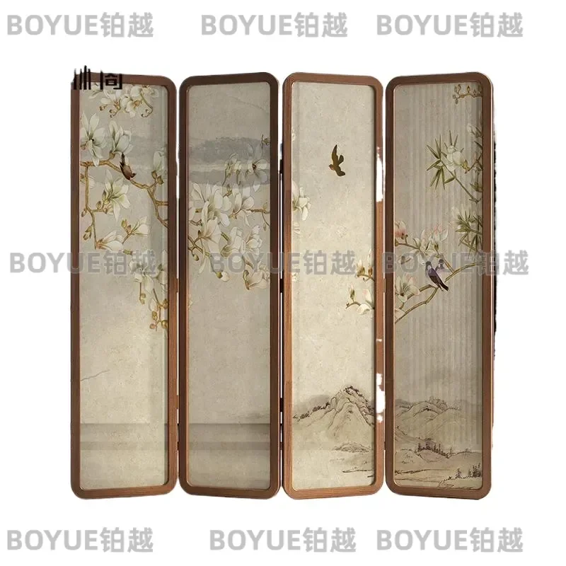 for Screen Stack Mobile Partition Living Room Simple Chinese Hotel Block Home Bedroom Tea Room Solid Wood Screen