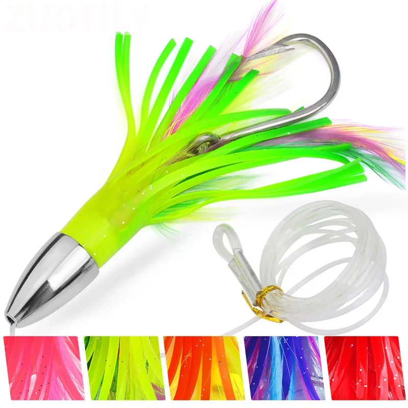 Saias de polvo para pesca de água salgada, isca trolling, iscas de pesca de alto mar, ideais para atum marlin, tubarão golfinho, grande jogo, novo, 15cm, 48g