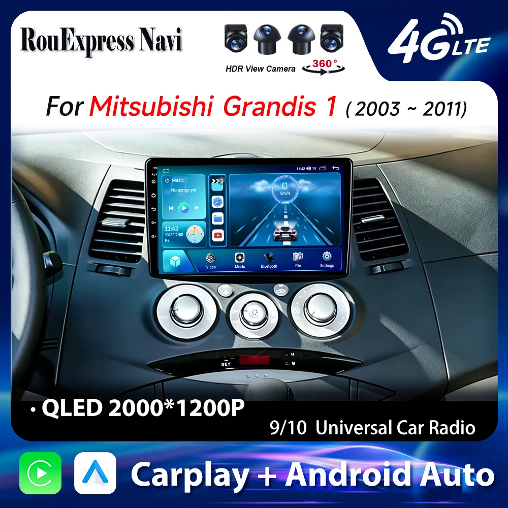 Android 16 Car Radio Player For Mitsubishi Grandis 1 2003 2004 2005 2006-2011 Auto GPS Navigation Carplay Bluetooth DSP Wifi 5G