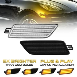 2Pcs Dynamic LED Side Marker Lights Turn Signal Sequential Blinker Lamps For Porsche Macan 95B S Turbo GTS 14-21 OEM# 95B945119