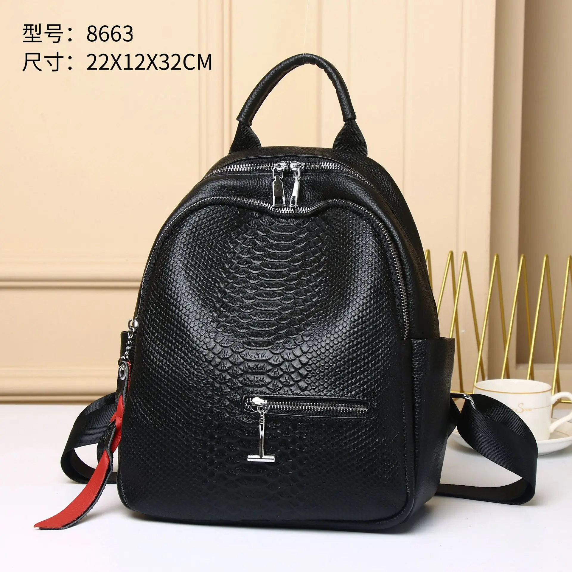 New Fashion Genuine Leather Women Backpacks Alligator Luxury Brand Female Real Natural Leather Lady Girl Student Casual Backpack