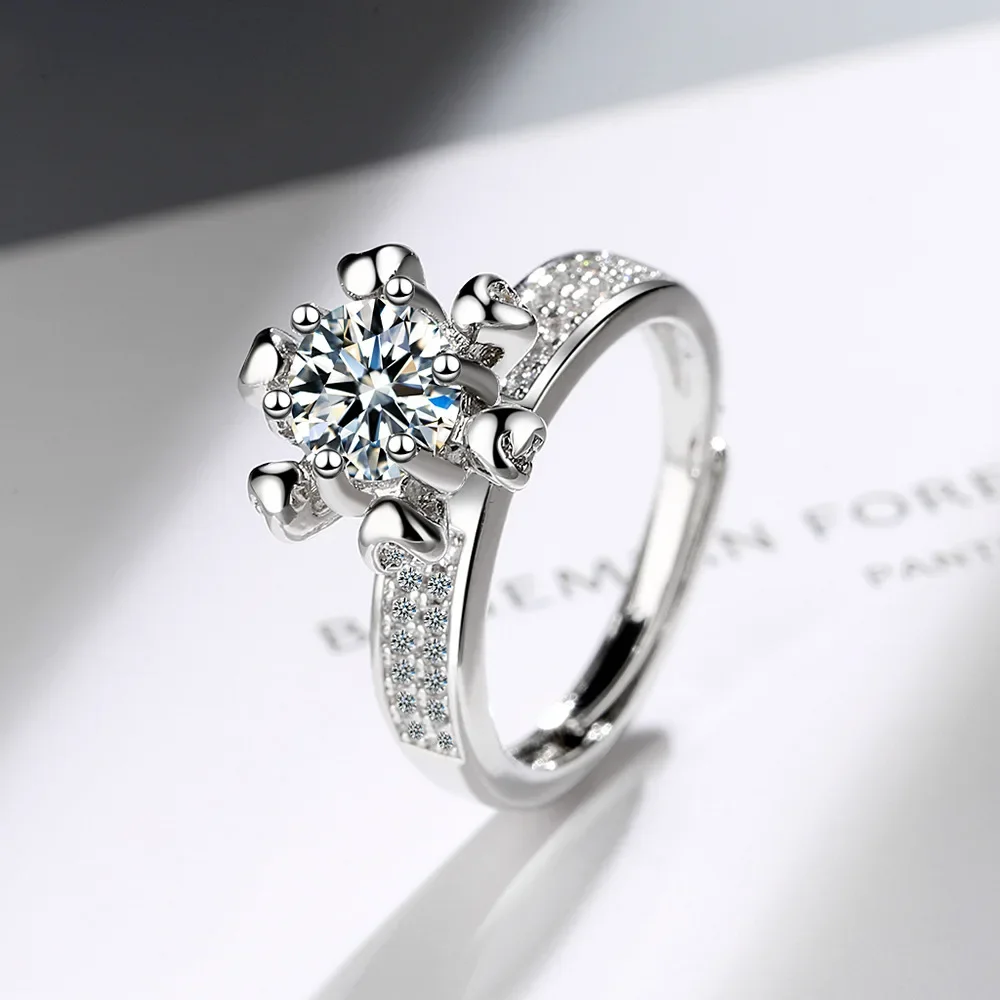 Anillos femeninos de moda novedosa, Plata de Ley 925, 6 garras, Anillos redimensionables de circón AAA para mujer, joyería adornada, Anillos Anel, regalos