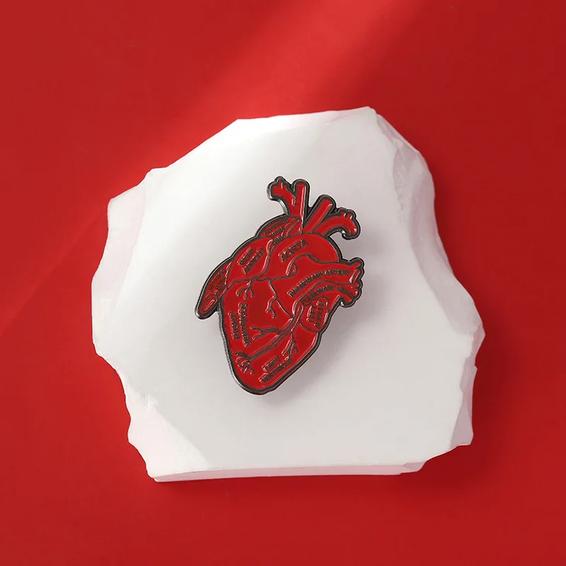 Anatomical Heart Enamel Pin Brooch Medical Organ Diagram Labeled Heart Badge Gothic Nurse Doctor Jewelry Gift For Friends view 2