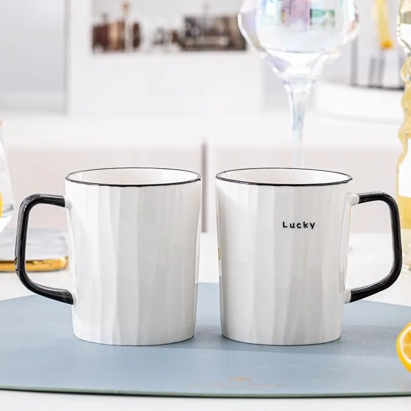 Creative  Milk Coffee Ceramic 350ML  Mug  Spoon Cup Luck Heat-resistant Cup Hildren Cup Office Cute Gifts New