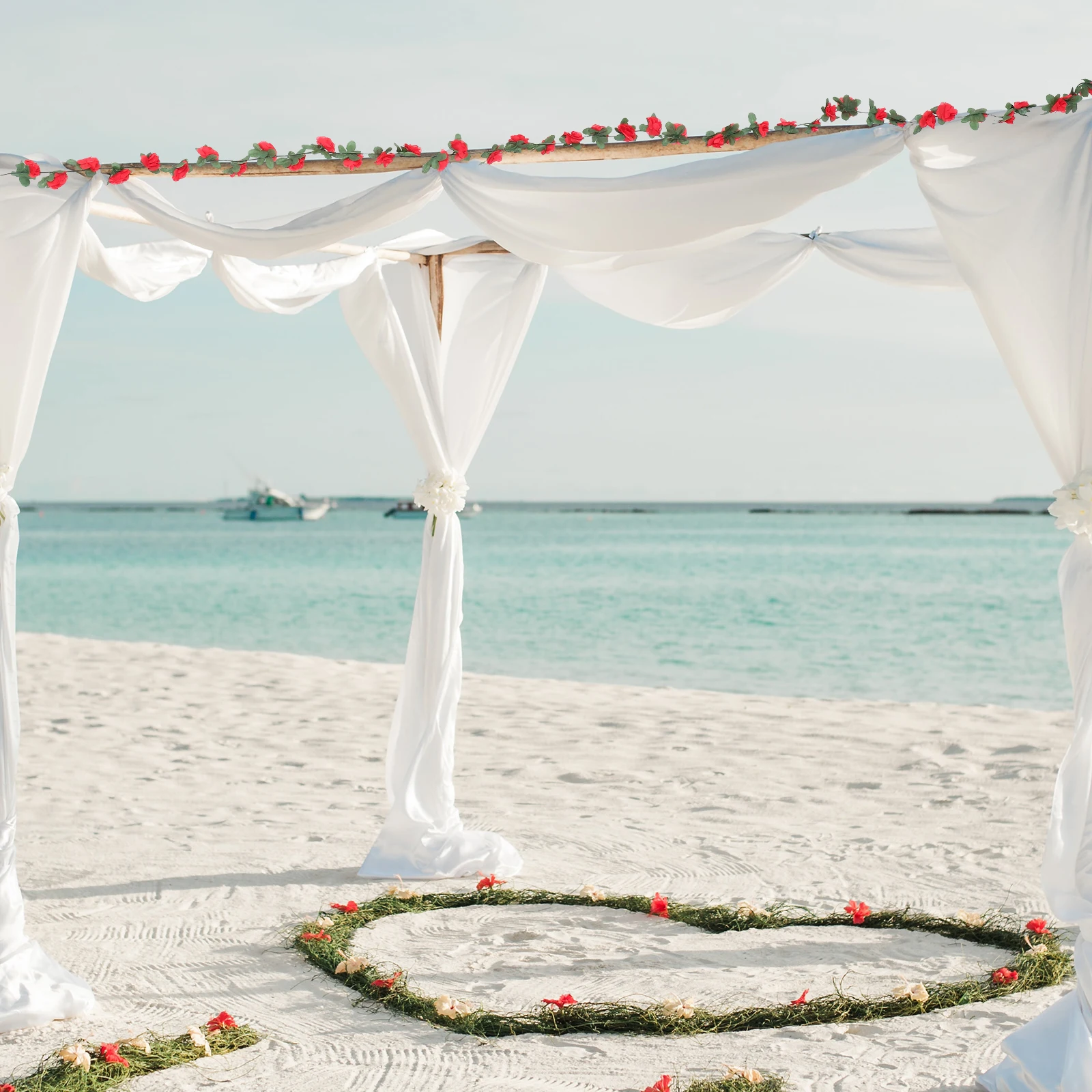 

6 Pcs Weddings Simulated Green Plant Rose Vine The Flowers Artificial Decoration Plants