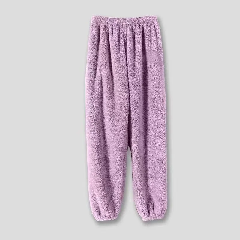 New Style Winter Coral Fleece Pajama Pants Loose Thickening Type Can Be Worn Outside Warm Comfort Soft Female Uniform Size