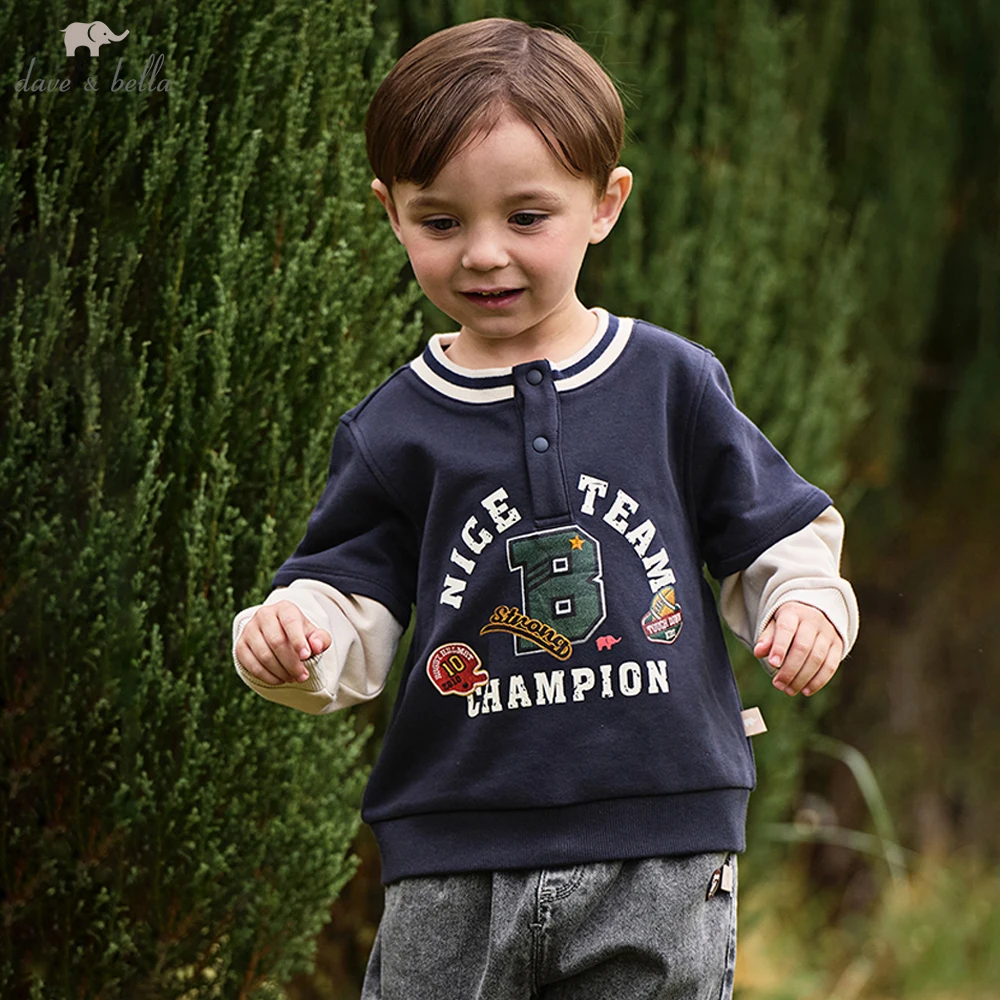 Dave Bella Boy Outerwear Hoodie Long Sleeve Spring Autumn Pullover Top Children Cartoon Shirt Brother Casual Clothing DB3252465